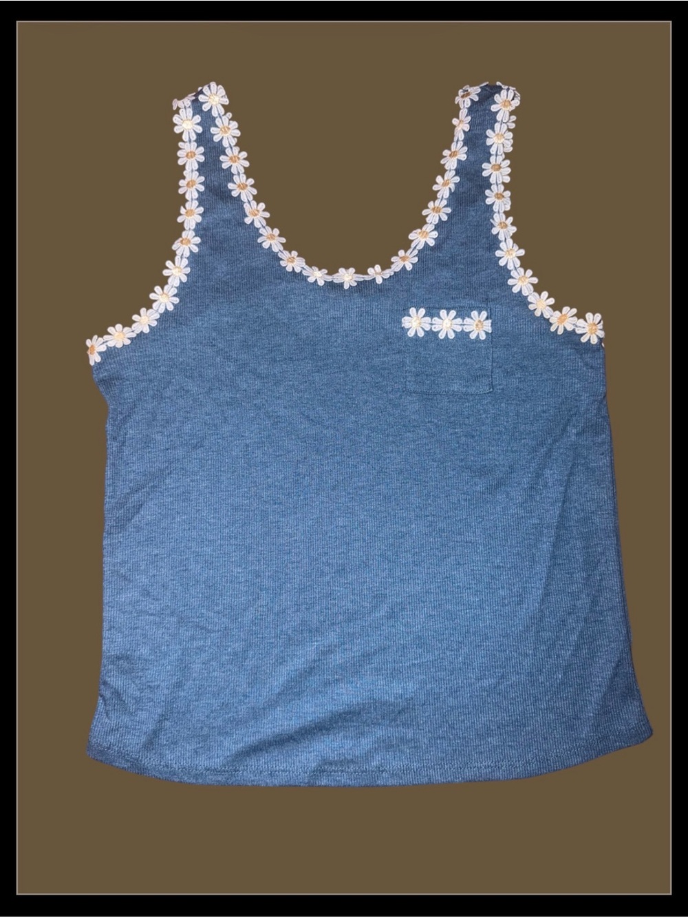 PJ Closet Blue Daisy-Trim Tank Top
